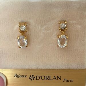D’Orlan Gold  Swarovski Crystal Drop Earrings - Clear NWT